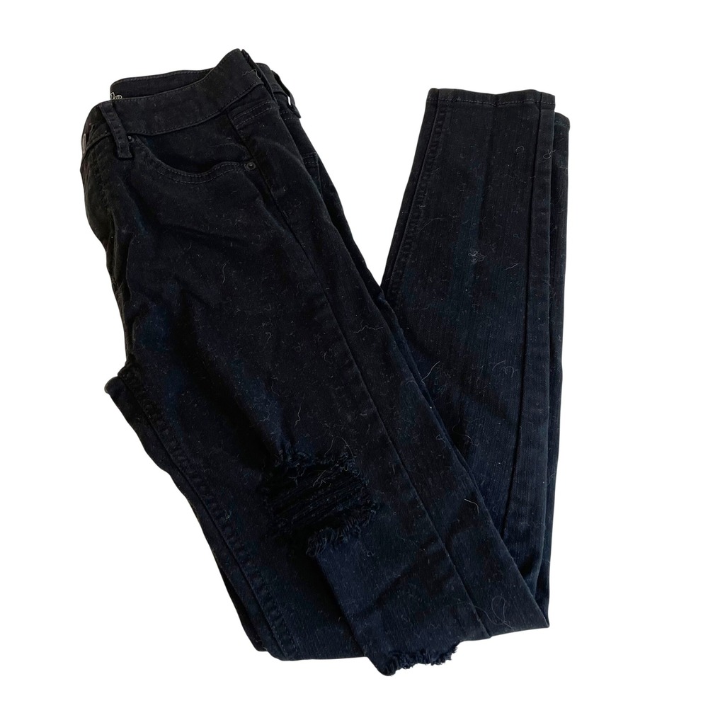 Wild Fable High Rise Skinny Jeans Black‎ Size 00 Womens Distressed Denim Pants